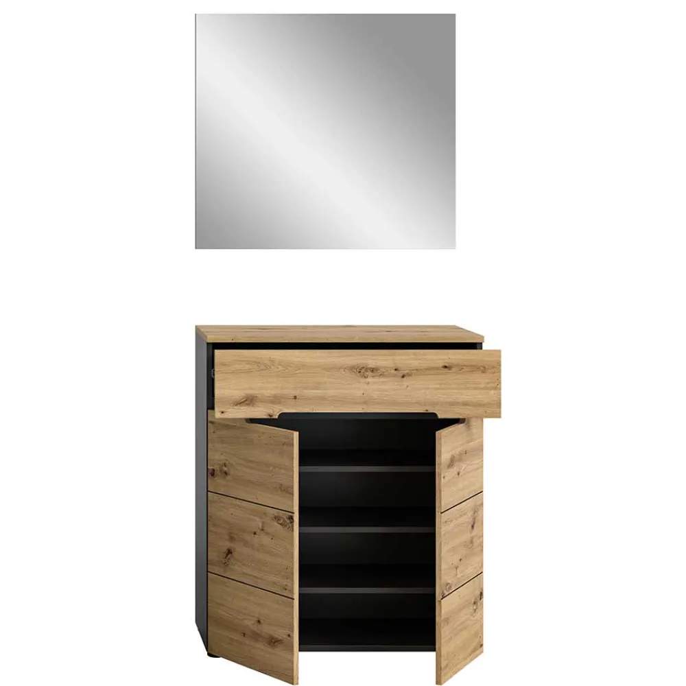 Wohnen Spiegel und Schuhkommode Set - Norja (zweiteilig)