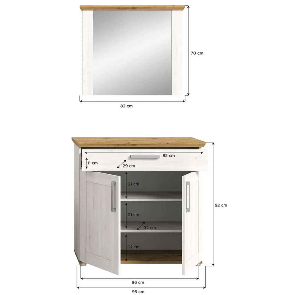 Wohnen Garderoben|Garderoben*Spiegel und Schuhkommode Set - Tocella (zweiteilig)