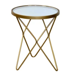 Wohnen Weiße Möbel|Tische*Spiegelglas Beistelltisch mit runder Platte - Loregrema