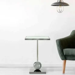 Wohnen Spiegelglas-Beistelltisch mit Säulengestell - Mandarino