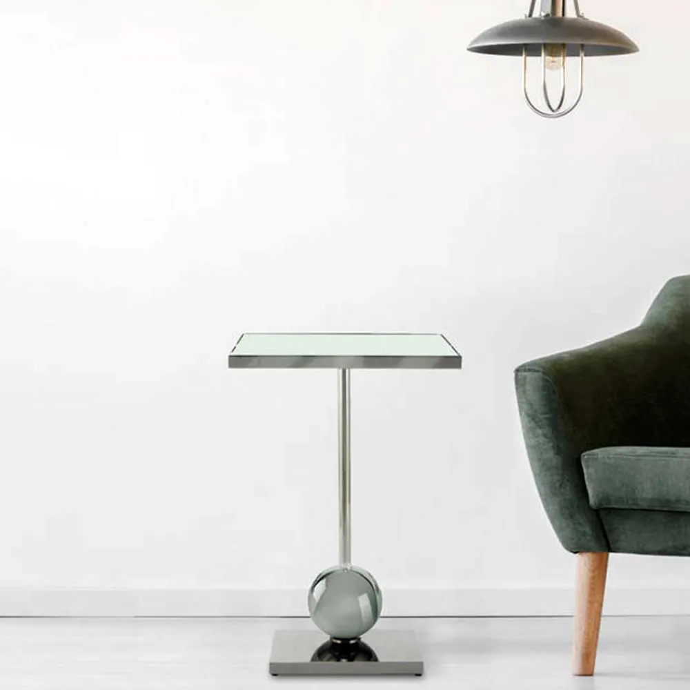 Wohnen Spiegelglas-Beistelltisch mit Säulengestell - Mandarino