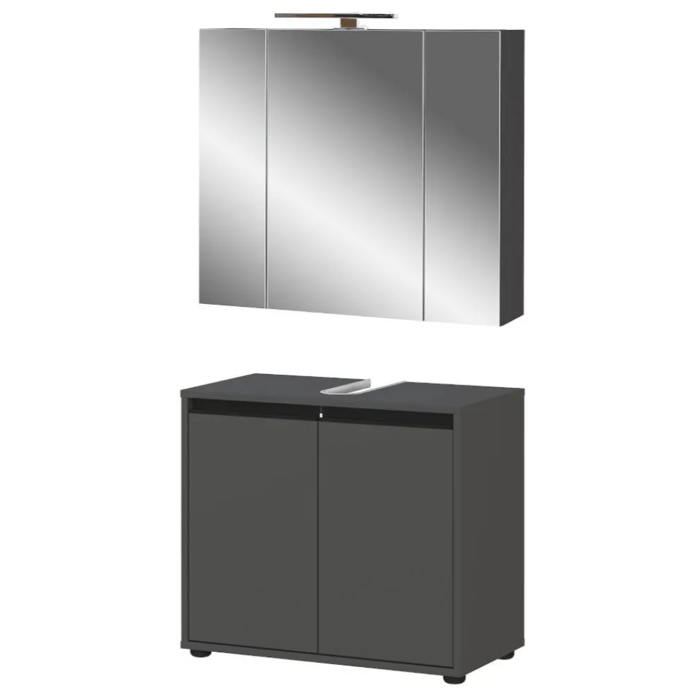 Wohnen Spiegelschrank & Unterbeckenschrank Set - Rufu (zweiteilig)