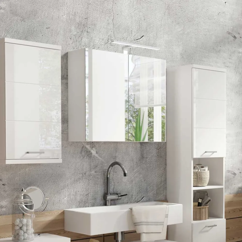 Wohnen Spiegelschrank mit Doppeltür in Weiß - Niam