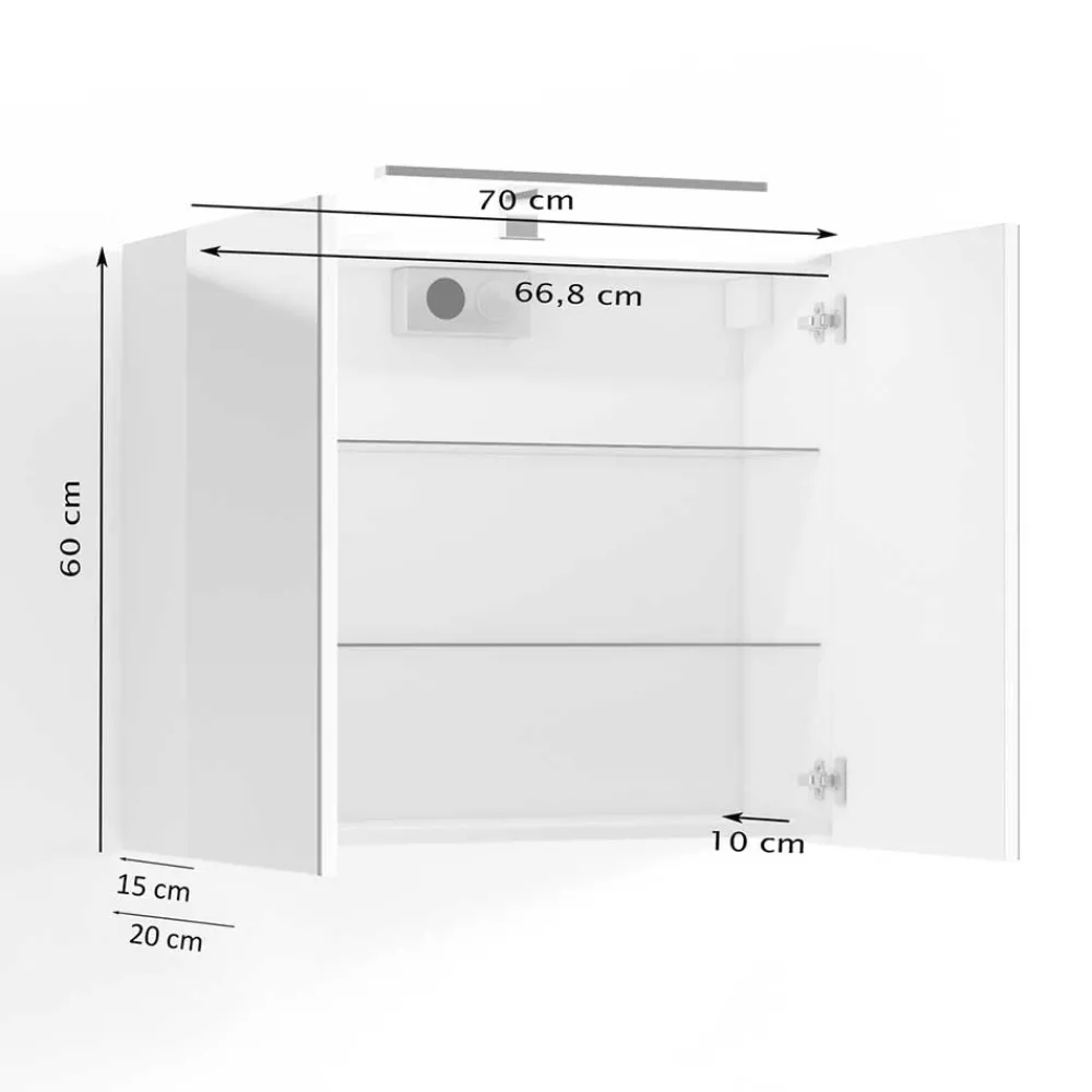 Wohnen Spiegelschrank mit Doppeltür in Weiß - Niam