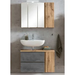 Wohnen Spiegelschrank 4-türig & Unterbeckenschrank - Mia (zweiteilig)