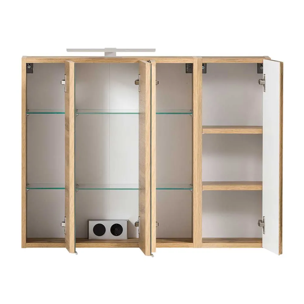 Wohnen Spiegelschrank 4-türig & Unterbeckenschrank - Mia (zweiteilig)