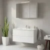 Wohnen Badezimmer Komplett*Spiegelschrank und Waschtisch Concetada in Hochglanz Weiß (zweiteilig)