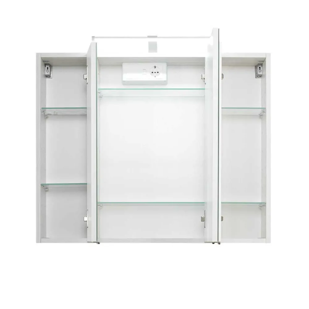 Wohnen Badezimmer Komplett*Spiegelschrank und Waschtisch Concetada in Hochglanz Weiß (zweiteilig)