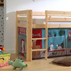 Kinder Wohnen Spielbett mit Rutsche & Vorhang Haustier Laden - Luzius