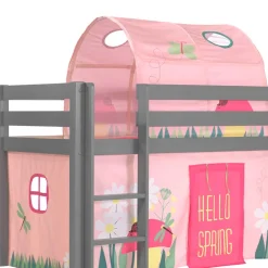 Kinder Wohnen Spielbett mit Rutsche in Grau & Tunnel - Emju