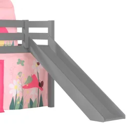 Kinder Wohnen Spielbett mit Rutsche in Grau & Tunnel - Emju