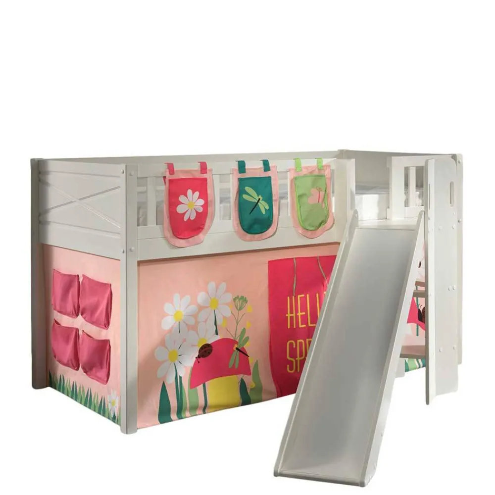 Kinder Wohnen Spielbett mit schräger Rutsche Frühlingsmotive - Annimo