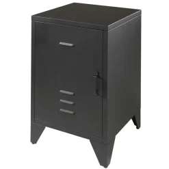 Wohnen Retro Möbel|Kommoden*Spind Optik Nachtschrank in Schwarz - Estebal