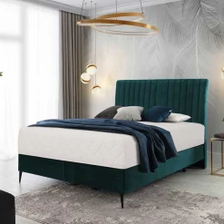 Wohnen Retro Möbel*Springboxbett in Petrol Blau Stoff - Custon