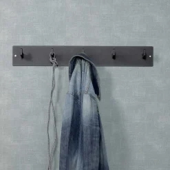 Wohnen Bürogarderoben*Stahl Garderobe Hakenleiste in Schwarz - Sefino