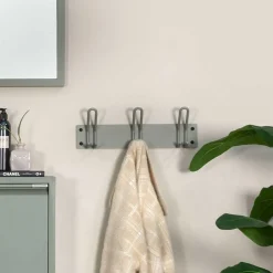 Wohnen Bürogarderoben*Stahl Hakenleiste mit drei Doppel-Haken - Mecia