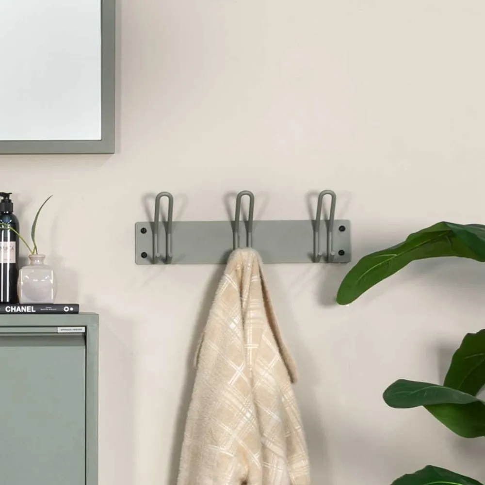Wohnen Bürogarderoben*Stahl Hakenleiste mit drei Doppel-Haken - Mecia