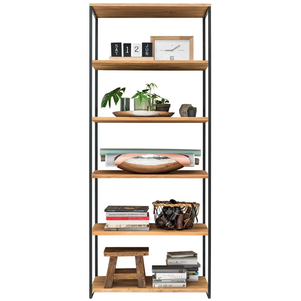 Wohnen Esszimmerregale|Regale*Stahl Regal mit 6 Wildeiche Böden - Sluganov