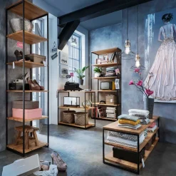 Wohnen Esszimmerregale|Regale*Stahl Regal mit 6 Wildeiche Böden - Sluganov