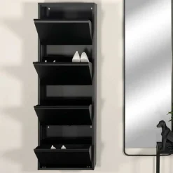 Wohnen Stahl Schuhkipper in Schwarz - Drahina