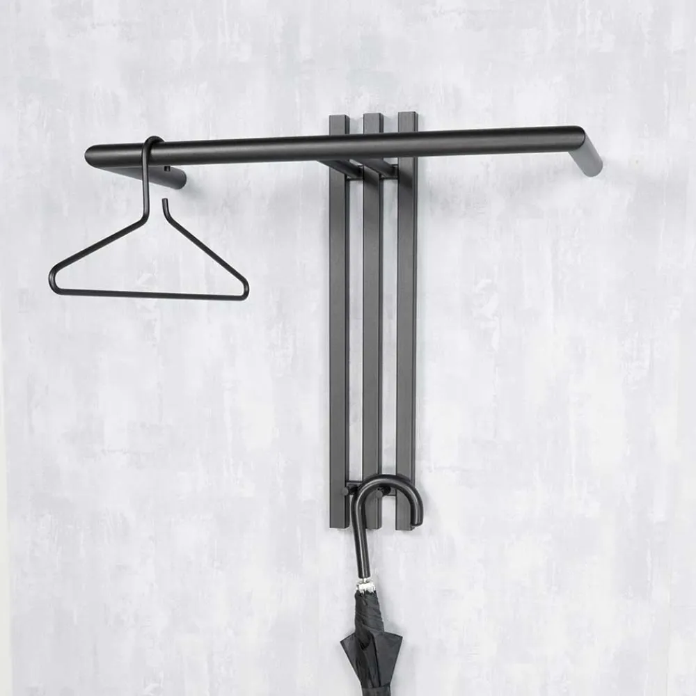 Wohnen Stahl T-Design Wandgarderobe in Schwarz - Brittania