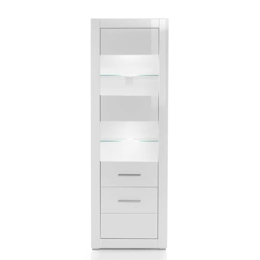 Wohnen Standvitrine in Hochglanz Weiß Yulis 2-türig