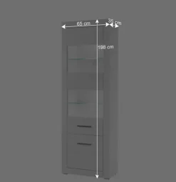 Wohnen Standvitrine in Hochglanz Weiß Yulis 2-türig