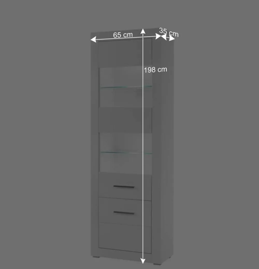 Wohnen Standvitrine in Hochglanz Weiß Yulis 2-türig