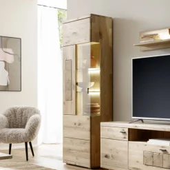 Wohnen Vitrinen|Wohnzimmer-Vitrinen*Standvitrine mit LED Beleuchtung - Losiamos