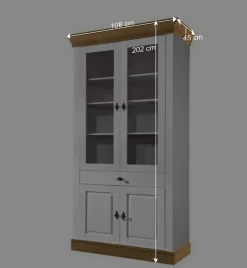 Wohnen Esszimmer-Vitrinen*Standvitrine Sibiuta in Weiß Kiefer teilmassiv