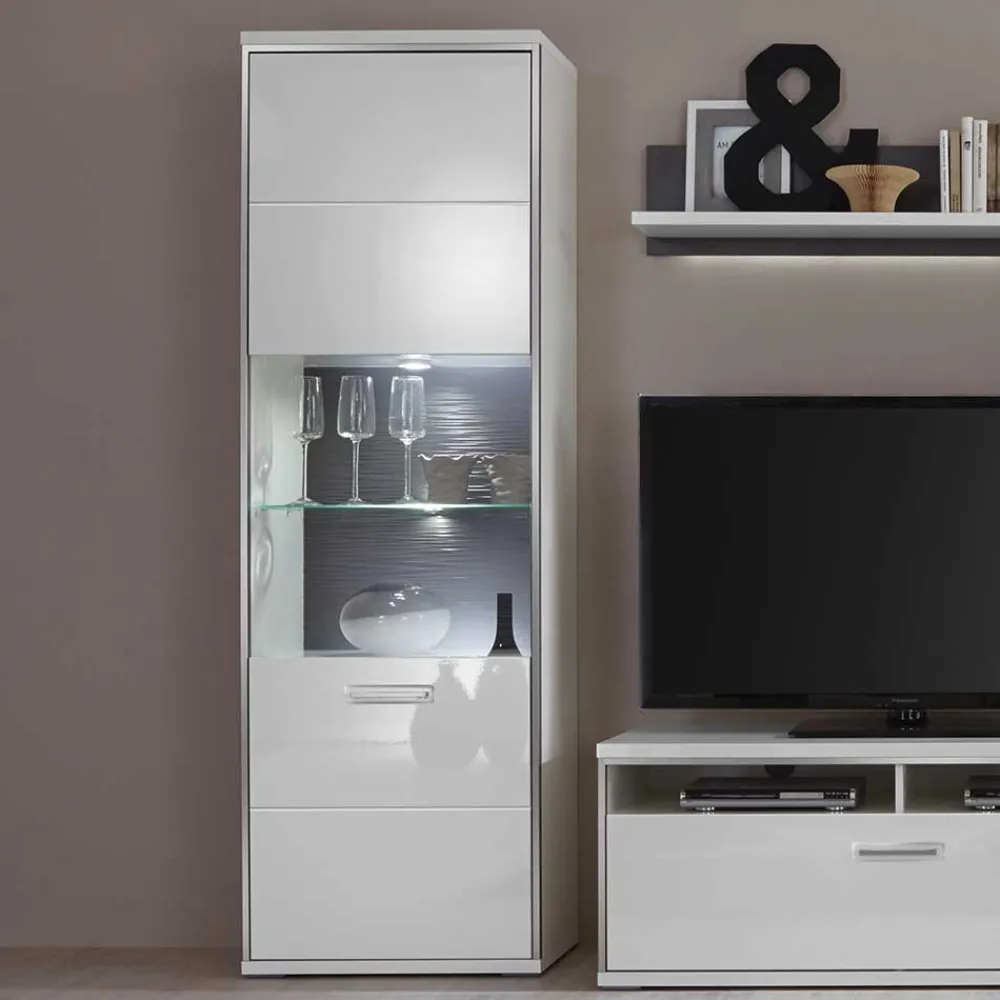 Wohnen Standvitrine Tacroma in Hochglanz Weiß