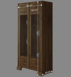 Wohnen Vitrinen|Wohnzimmer-Vitrinen*Standvitrine Vaskov aus Wildeiche Massivholz