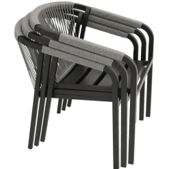 Wohnen Rattanmöbel|Metall-Gartenmöbel*Stapelbare Gartensessel mit Polstern - Sempragos (4er Set)