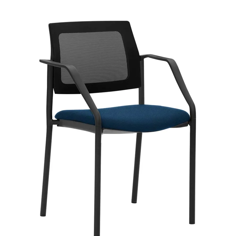 Wohnen Bürostühle*Stapelbarer Armlehnenstuhl in Schwarz & Dunkelblau - Calicantas