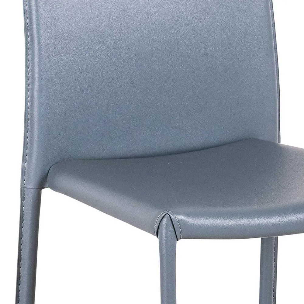 Wohnen Küchenstühle|Esszimmerstühle*Stapelbarer Hochlehner in Grau Anca Kunstleder (4er Set)