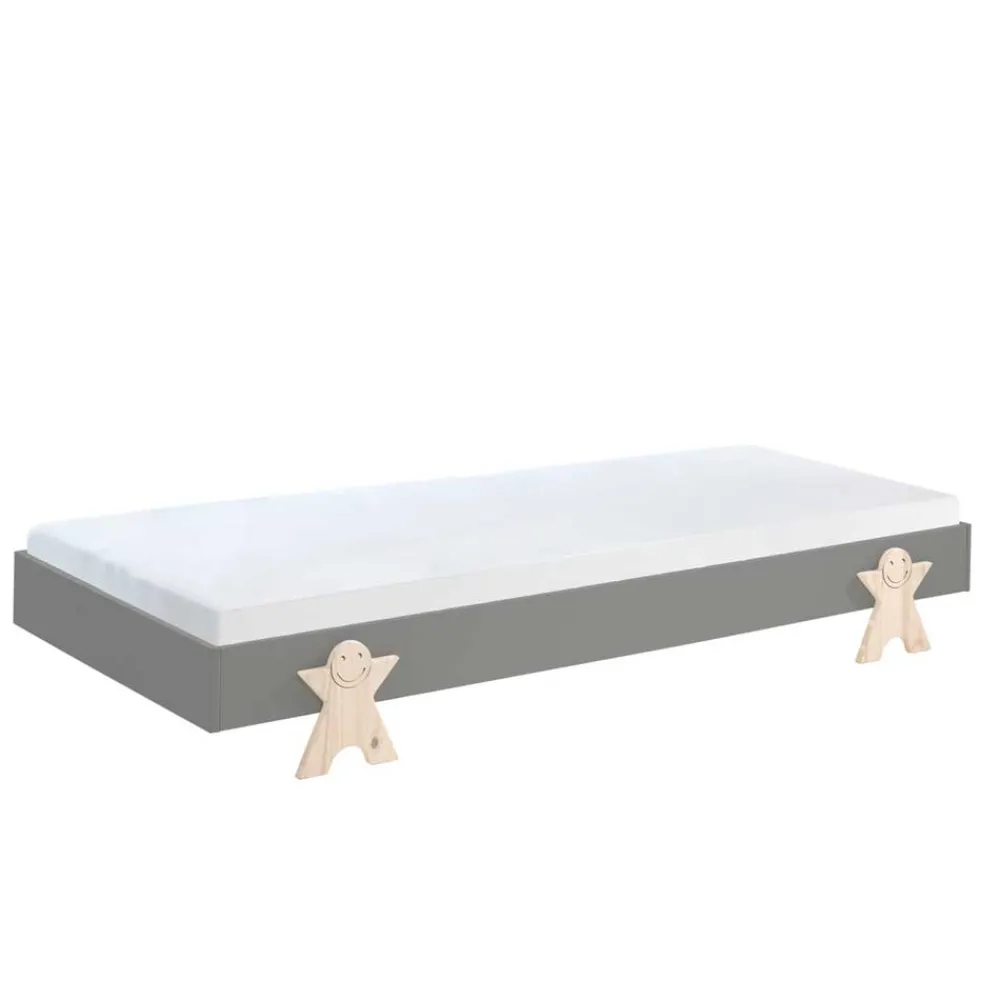 Kinder Wohnen Stapelbares Einzelbett in Grau - Malpelo