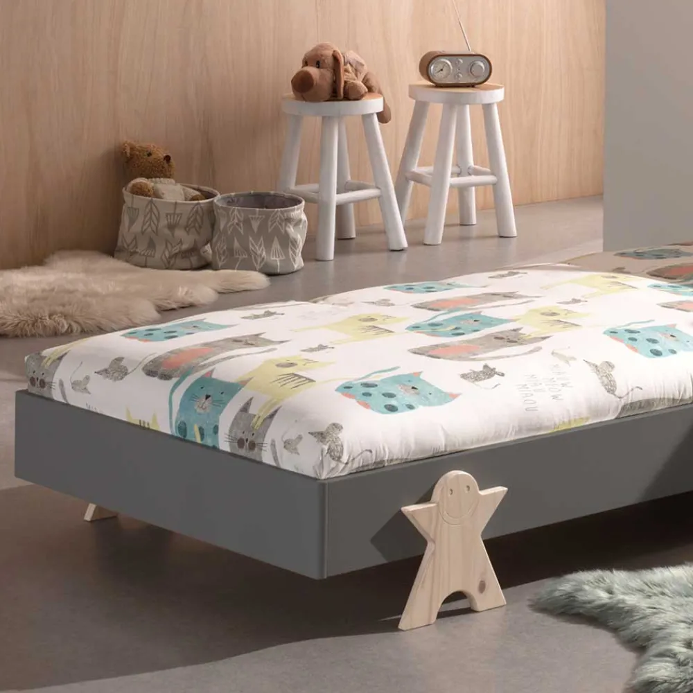 Kinder Wohnen Stapelbares Einzelbett in Grau - Malpelo