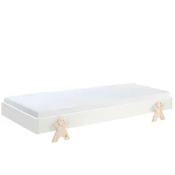 Kinder Wohnen Stapelbett einzeln in Weiß & Natur Kiefer - Elvapo