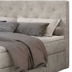 Wohnen Stauraum Bett in Cremeweiß Stoffbezug - Annely