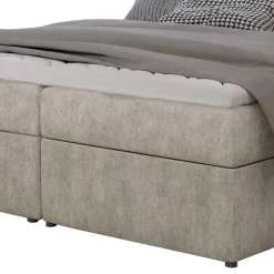 Wohnen Stauraum Bett in Cremeweiß Stoffbezug - Annely