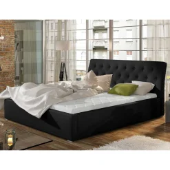 Wohnen Schwarze Möbel|Betten*Stauraum Bett in Schwarz Kunstlederbezug - Roxing