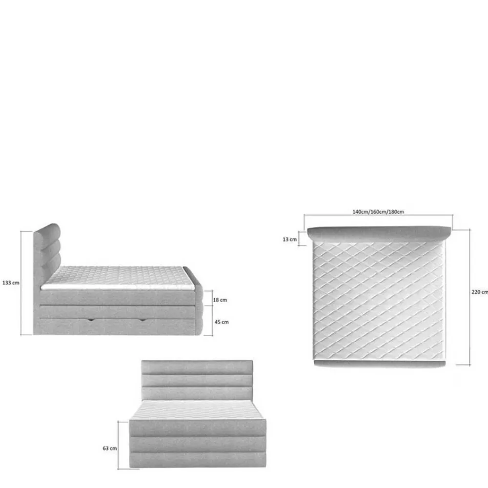 Wohnen Stauraum Boxspringbett in Braun Stoff - Birt