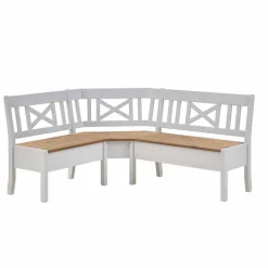 Wohnen Stauraum Eckbank Lugon in Weiß Kiefer massiv