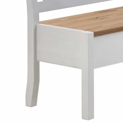 Wohnen Stauraum Eckbank Lugon in Weiß Kiefer massiv