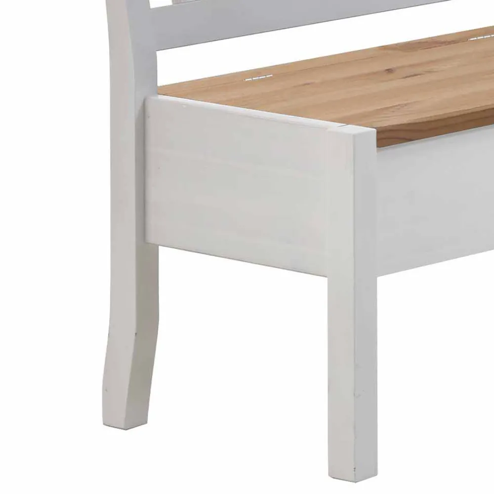 Wohnen Stauraum Eckbank Lugon in Weiß Kiefer massiv