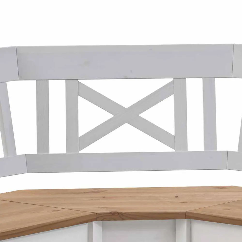 Wohnen Stauraum Eckbank Lugon in Weiß Kiefer massiv