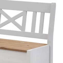 Wohnen Stauraum Eckbank Lugon in Weiß Kiefer massiv