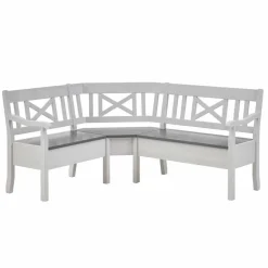 Wohnen Küchenbänke|Esszimmerbänke*Stauraum Eckbank Yoan in Weiß mit Grau