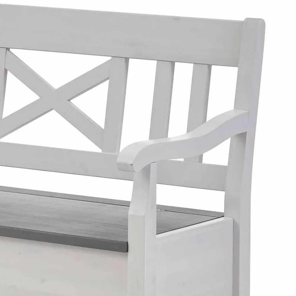 Wohnen Küchenbänke|Esszimmerbänke*Stauraum Eckbank Yoan in Weiß mit Grau