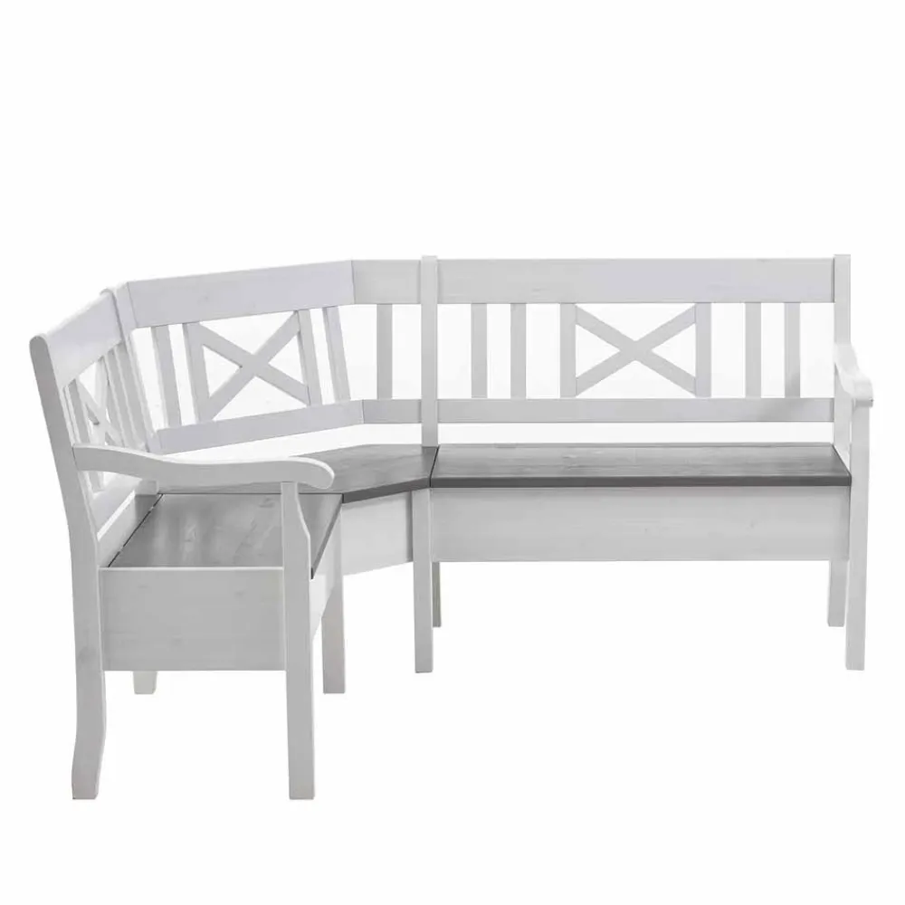 Wohnen Küchenbänke|Esszimmerbänke*Stauraum Eckbank Yoan in Weiß mit Grau